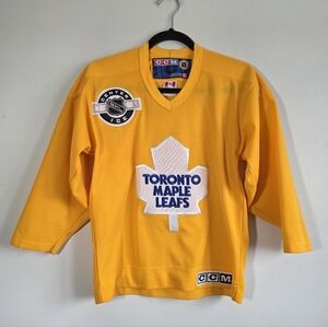 CCM Toronto Maple Leafs Center Ice Hockey Jersey Youth S/M Gold Made in Canada